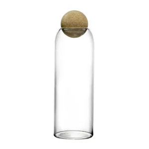 Glass Jug Round Shape With Cork Lid 12*21cm No:1758