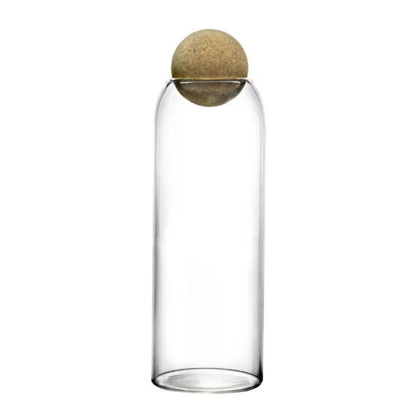 Glass Jug Round Shape With Cork Lid 12*21cm No:1758