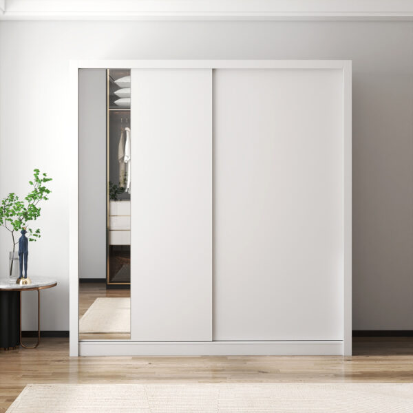 Sliding Wardrove 2 Door With Mirror Color: White